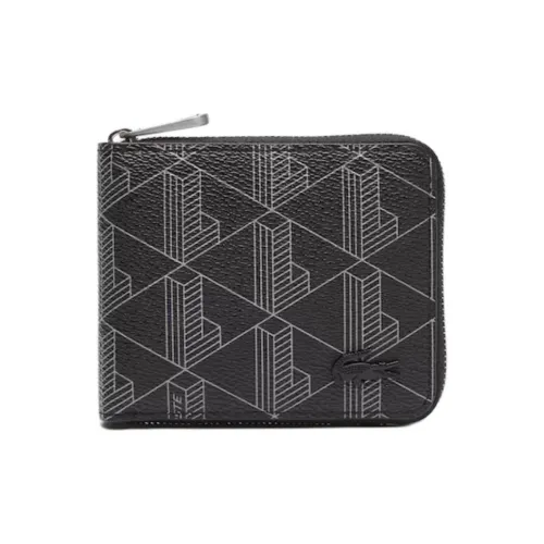LACOSTE PVC Polyvinyl Chloride Wallet Small Size Men's Black Gray