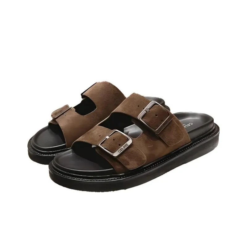 CELINE Slide Slippers Men's Brown-2