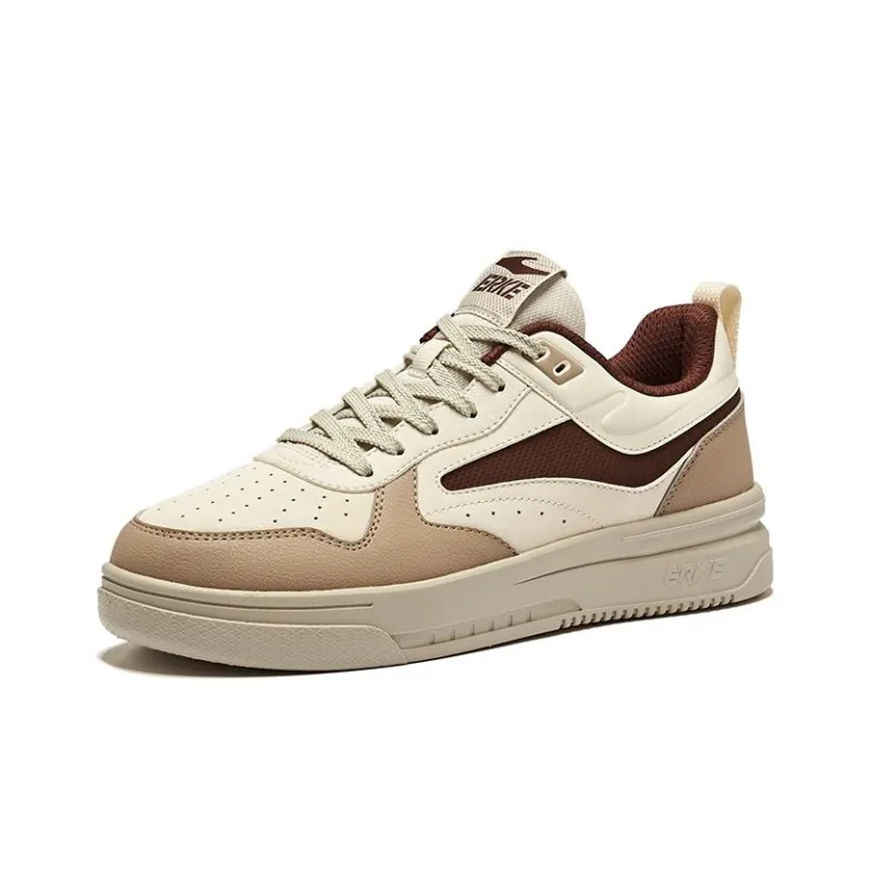 Erke Cool Play 2.0 Anti-Slip Wear-Resistant Low-Top Skateboard Shoes Men's Egg Cream Grayish Brown-2