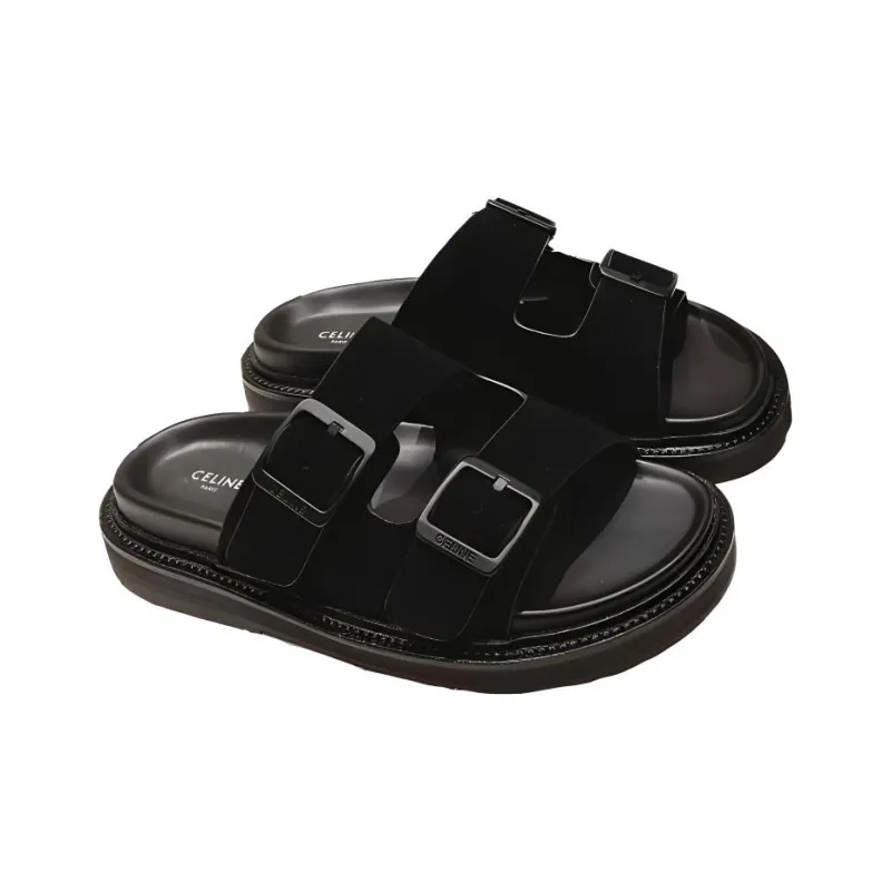 CELINE Rubber Sole Slide Slippers Men's Black-2