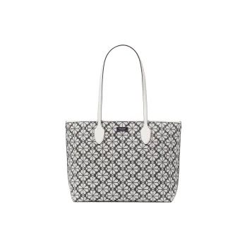 Kate Spade Fabric Tote Bag, Shopping Bag, Shoulder Bag, Crossbody Bag, Handbag Tubas Women's Charcoal Gray & White