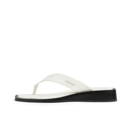 CHARLES&KEITH Composite Sole Slip Resistant Slide Slippers 2.8cm Women's Cream Milk White/Black
