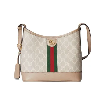GUCCI GG Supreme Canvas Handbag Shoulder Bag Small Size Women's Beige & White