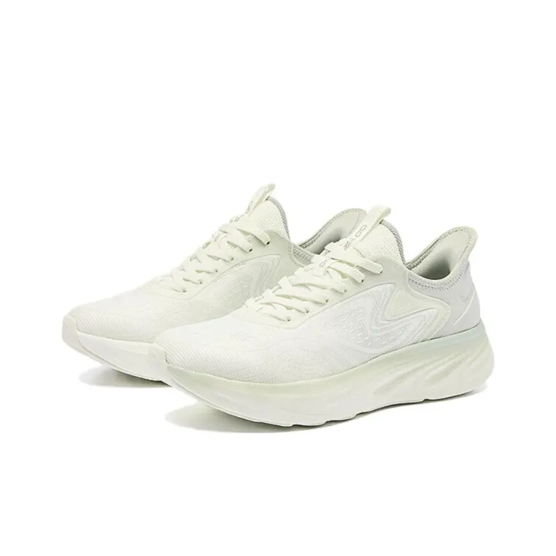 QIAODAN Lightweight Anti-Slip Low-Top Instant Slip Technology Casual Running Shoes Women's White Green-2