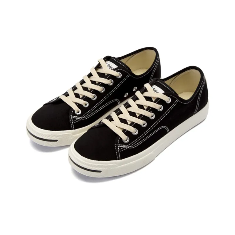 Dafu Leaps Forward Anti Slip Wear Resistant Breathable Lightweight Low Top Canvas Shoes Unisex Black-2