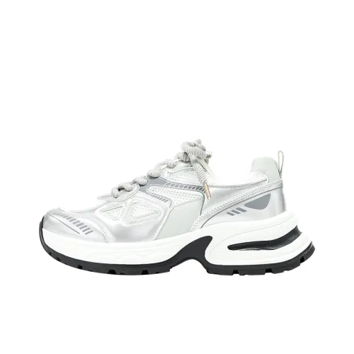 KARLIE KELLER Chunky Sneakers Women's Low Top Silver