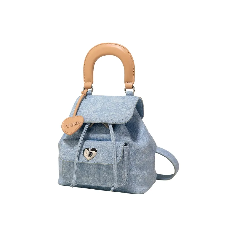 AILUXI Synthetic Leather Backpack Regular Women's Denim Blue-1