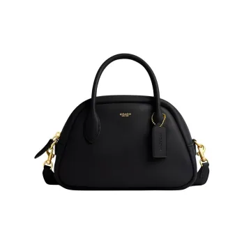 COACH Borough Soft Leather Bowling Bag, Handbag, Shoulder Bag, Crossbody Bag Medium Size Women's Black