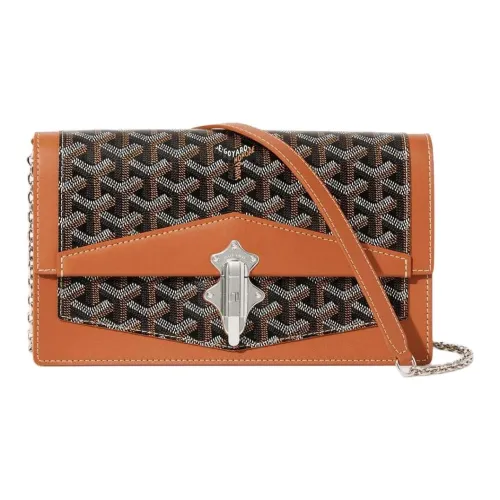 GOYARD Goyardine Canvas With Cervon Calfskin Shoulder Bag Crossbody Bag Unisex Tan