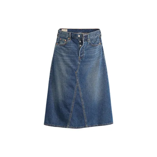 Levis Denim Long Skirts Women's Dark Blue