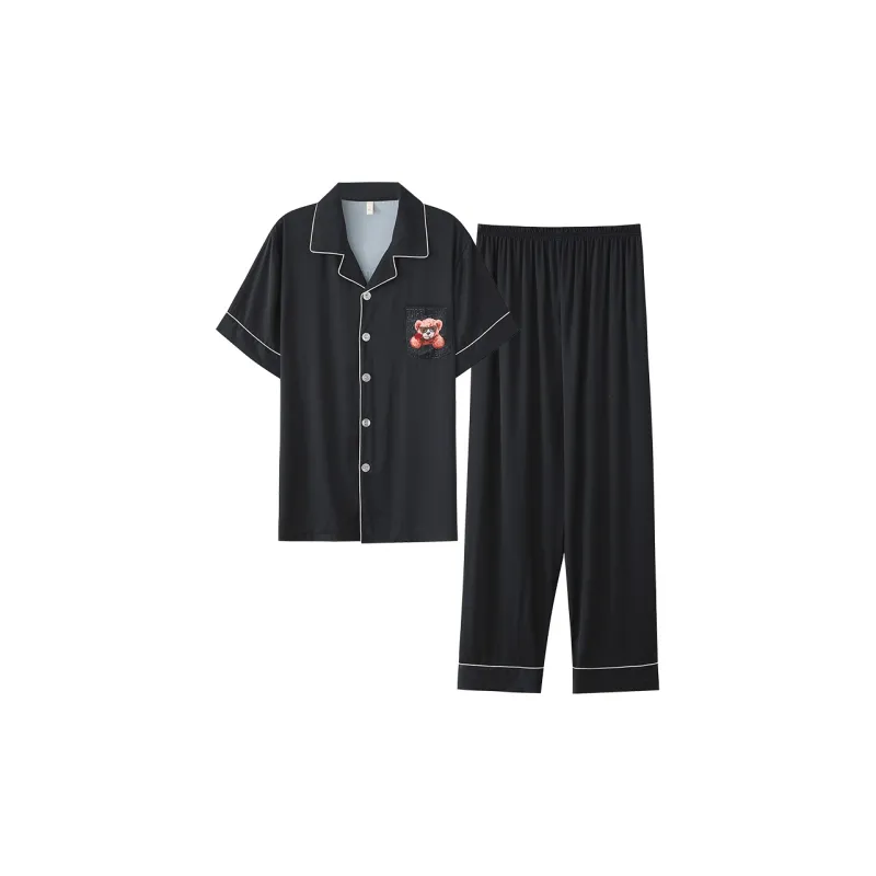 The Story Of The Flower Season Pajama Set Men's Black-0
