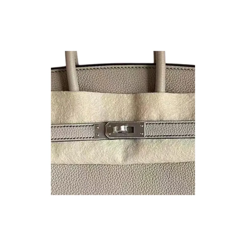 HERMES Birkin Togo Calfskin Birkin Bag Handbags Women's Dove Gray With Black Interior-1