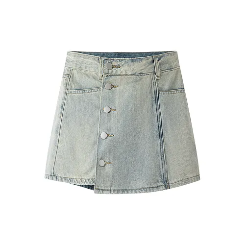 COVER TIME Denim Short Skirts Women's Light Blue