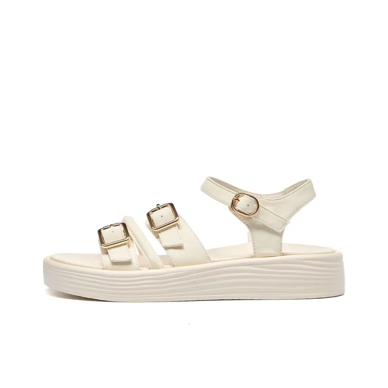 HLA Platform Roman Sandals For Women's French One Strap Commute Soft Sole Slippers-8