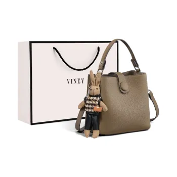 VINEY Cow Leather Patchwork Synthetic Leather Shoulder Bag Crossbody Bag Handbag Regular Women's Ecru/Khaki