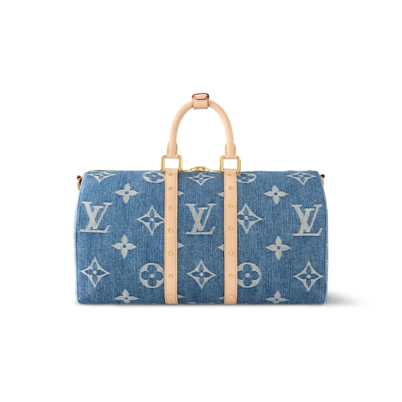 LOUIS VUITTON Keepall Bandouliere 45 Monogram Denim Blue-2