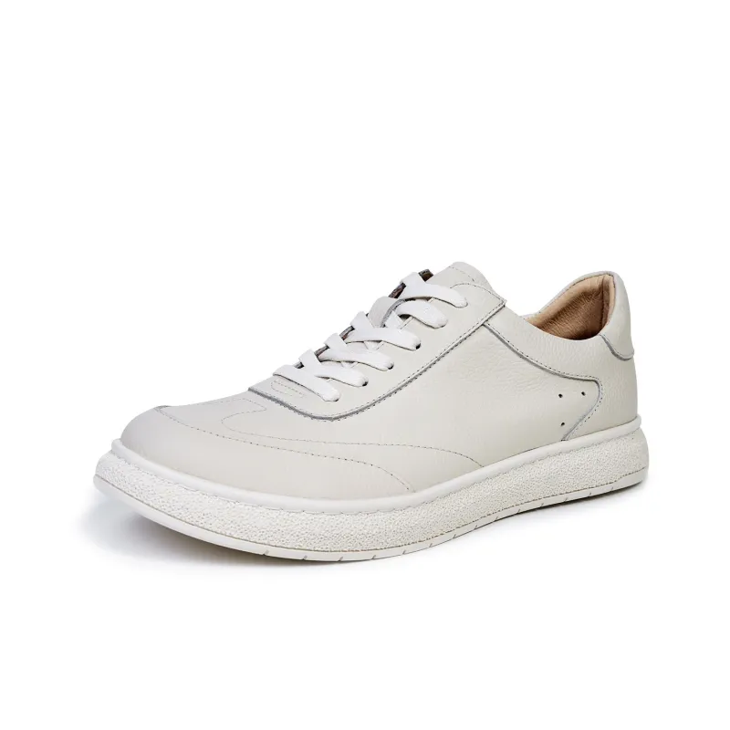 Brounvanm Anti Slip Wear Resistant Mid Top Skateboard Shoes Men's White-1