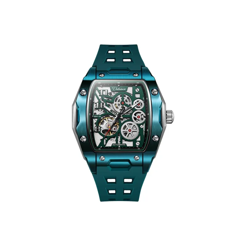 Dulunwe Automatic Mechanical Movement Silicone Strap Watch Men's Watches White Dial-11