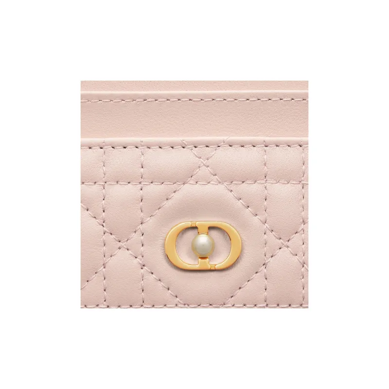 DIOR Sheepskin Card Holder Women's Rouge Pink-2