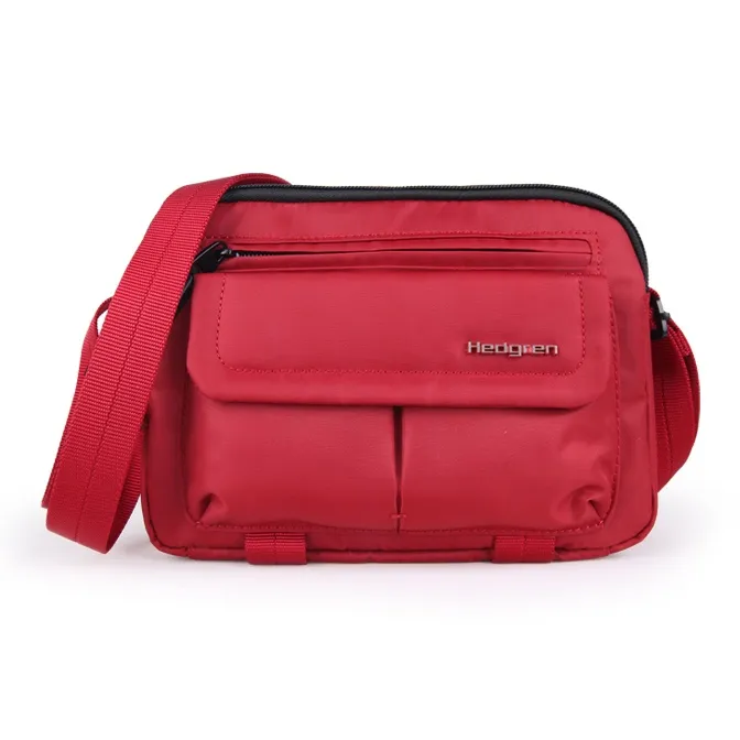 HEDGREN Polyester Shoulder Bag Regular Unisex Tomato Red/Black/Iron Gray-0