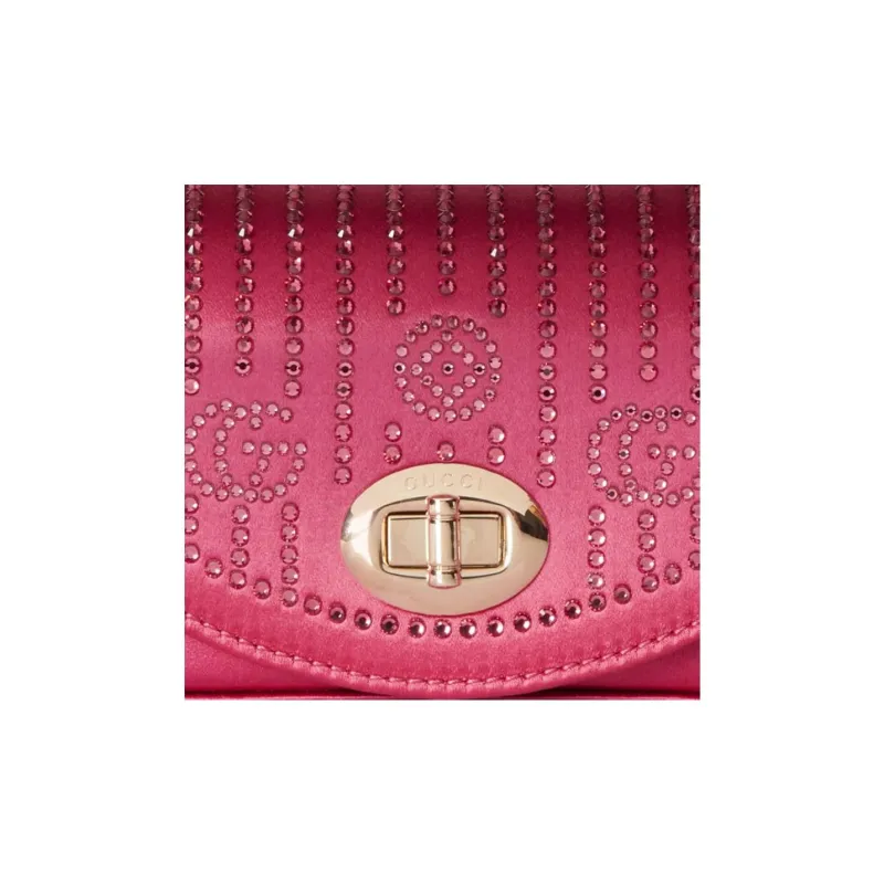 GUCCI Silk Satin Shoulder Bag Crossbody Bag Handbag Kids' Pink-7