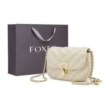 FOXER Synthetic Leather Casual Niche Versatile Design Refined Commute Shoulder Bag Regular Women's Apricot/Black