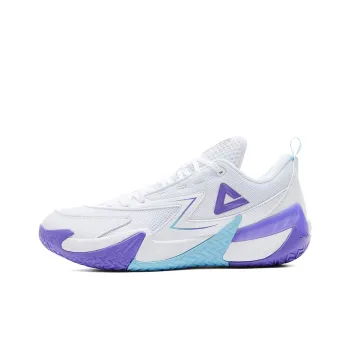 PEAK Cushioning Rebound Breathable Slip Resistant Low Top Basketball Shoes Men's Large White Purple