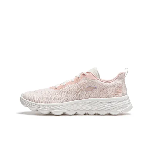 LINING Cloud Motion Running Shoes Women's Low-Top Mist White/Peach Pink