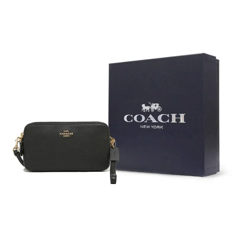 COACH Kira Leather Crossbody Bag, Wallet, Clutch Women's Black-8