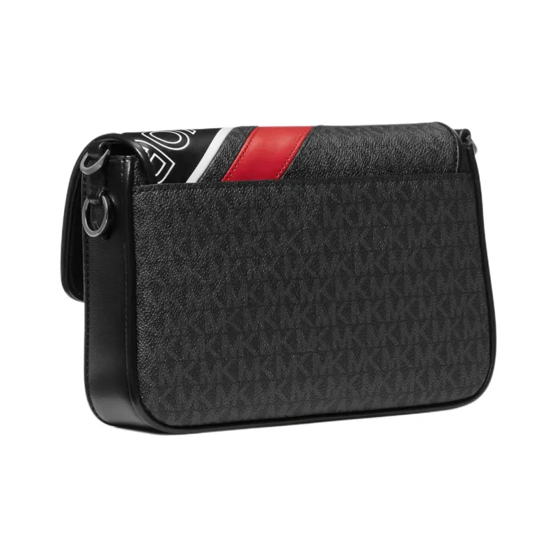 MICHAEL KORS Bradshaw Cow Leather Shoulder Bag Women's Black & Red-3