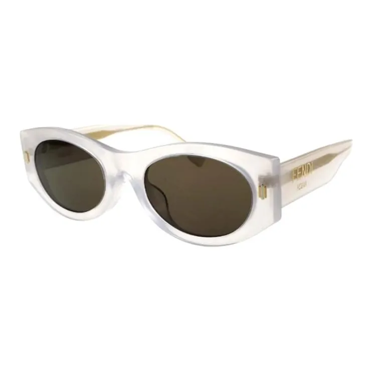 FENDI Plate Frame Oval Sunglasses Unisex White-0