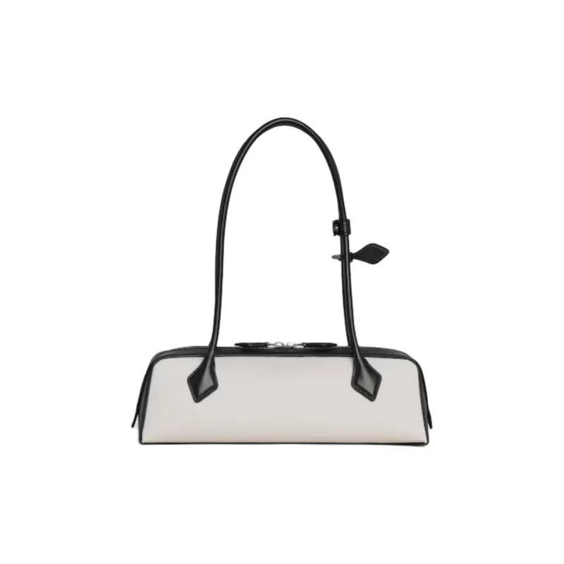 Alaia Cotton Shoulder Bag, Dachshund Bag, Baguette Bag, Handbag, Shoulder Bag Women's Black & Beige-2