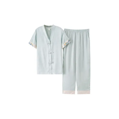 The Story Of The Flower Season Pajama Set Women's Light Blue