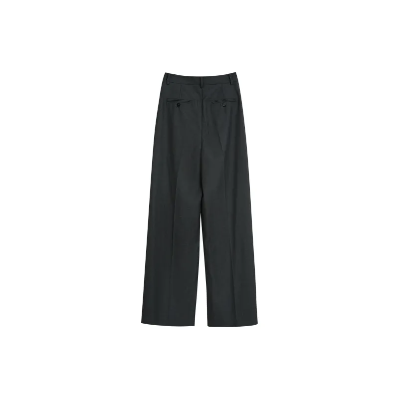 Fstudio Korean High Rise Straight Fit Micro Taper Business Suit Casual Pants Women's Gray-1