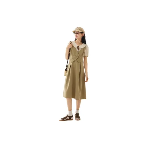 ZIHAN Short-Sleeved Dresses Women's Tea Tree Green