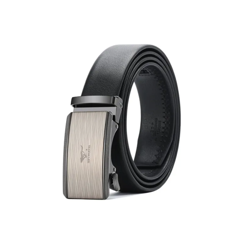 SEPTWOLVES Trendy Fashion Belt For Youth Business Casual Automatic Buckle Cow Leather Leather Belts Men's 3.5cm-1