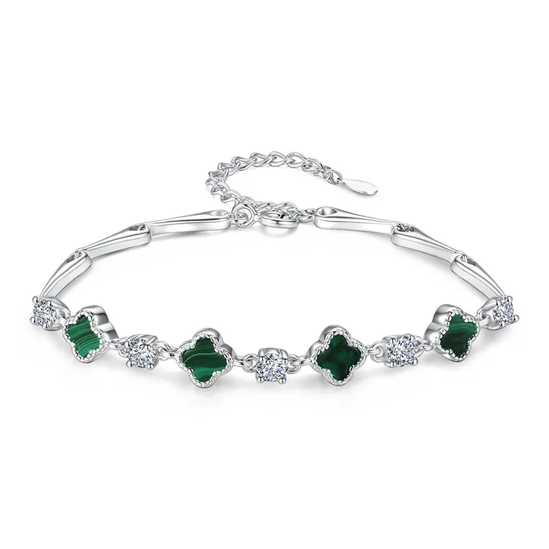 Brilliant Heart Malachite Jade Bracelets Women's-2