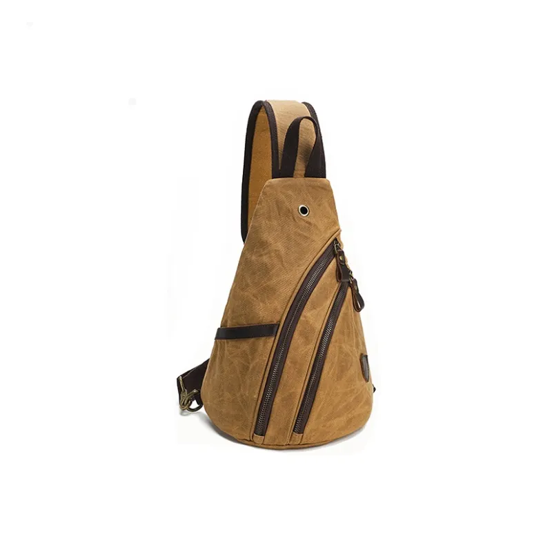 TTaG．baG Batik Canvas With Leather Crossbody Bag Regular Men's Earth Yellow/Khaki/Gray/Green-1