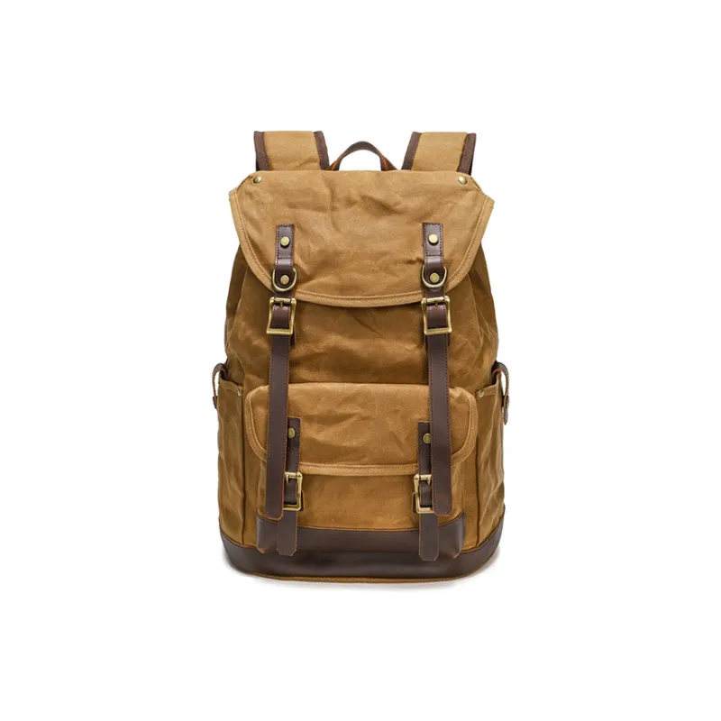 TTaG．baG Batik Canvas Backpack Unisex Gray/Army Green/Khaki/Earth Yellow-14