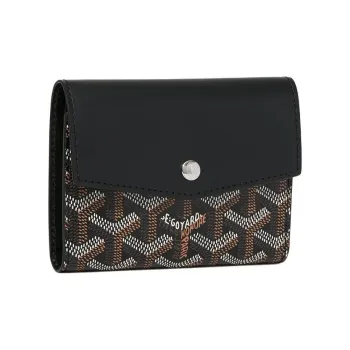 GOYARD Canvas With Calfskin Wallet Unisex Black