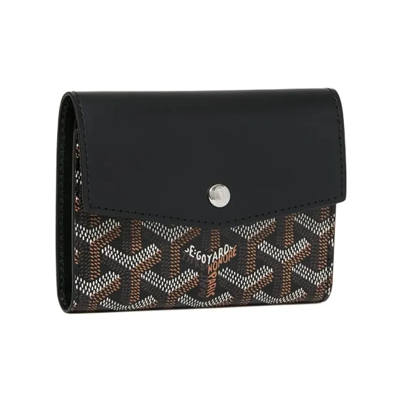 GOYARD Canvas With Calfskin Wallet Unisex Black-0