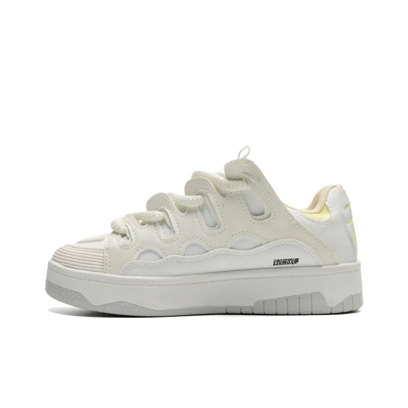 Anime Story Abrasion Resistant Breathable Slip Resistant Low Top Skateboard Shoes Women's White-2