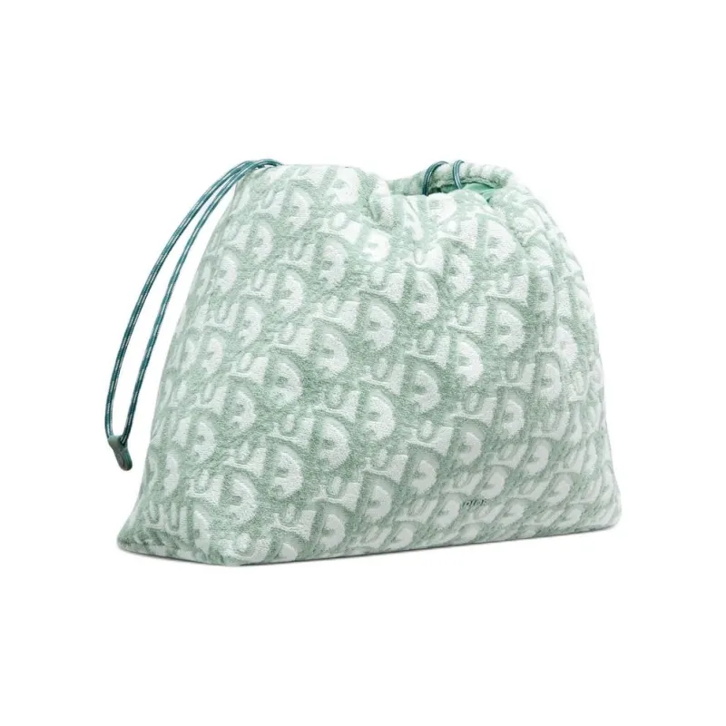 DIOR Cotton Terry Cloth With Nylon Tote Bag Shopping Bag Shoulder Bag Handbag Men's Light Green-5