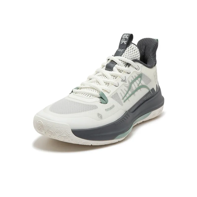 361° DVD Team Assist Future Coach Cushioning Anti Slip And Wear Resistant Low Top Basketball Shoes Men's White Gray-1