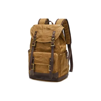 TTaG．baG Batik Canvas Backpack Unisex Gray/Army Green/Khaki/Earth Yellow