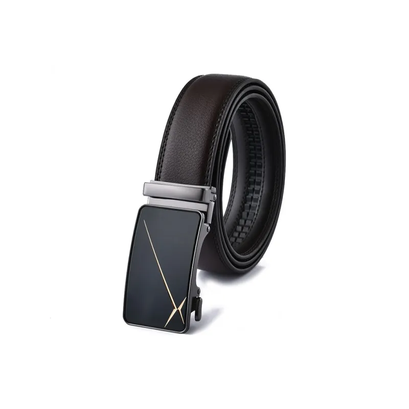 Lanza Advanced Bright Buckle Automatic Buckle Cow Leather Belts Men's Width 3.3CM-2