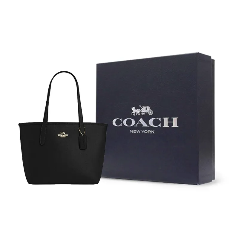 COACH City Cow Split Leather Tote Bag, Shopping Bag, Handbag, Shoulder Bag Women's Black-7