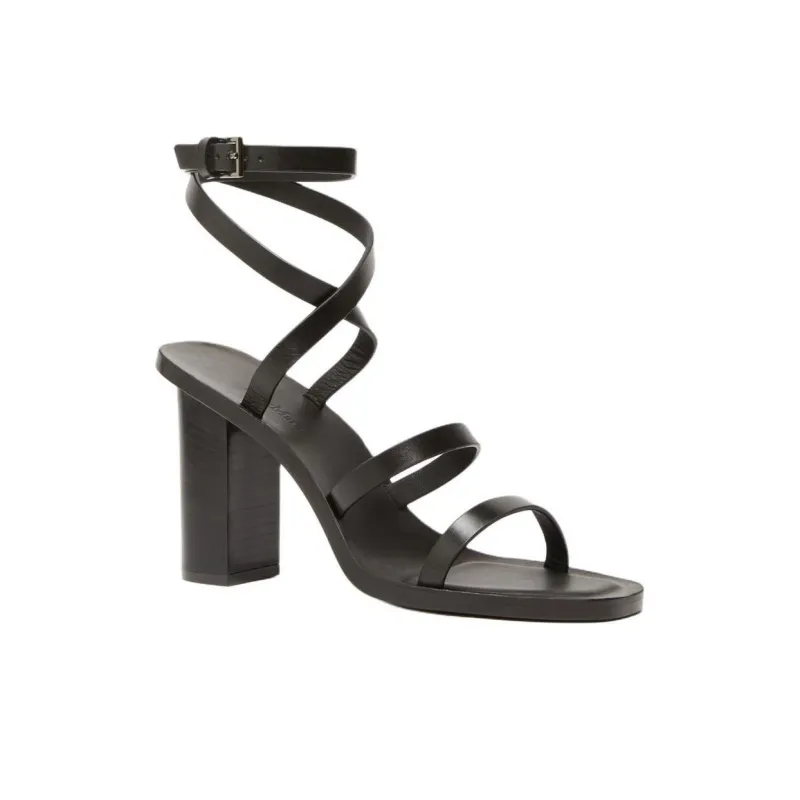 MaxMara One Strap Sandals 9cm Women's Black-2