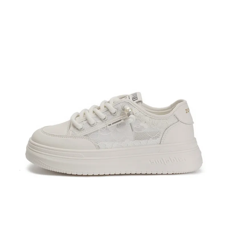 Zun'er Quick Dry Lightweight Breathable Low-Top Skateboard Shoes Unisex White-0