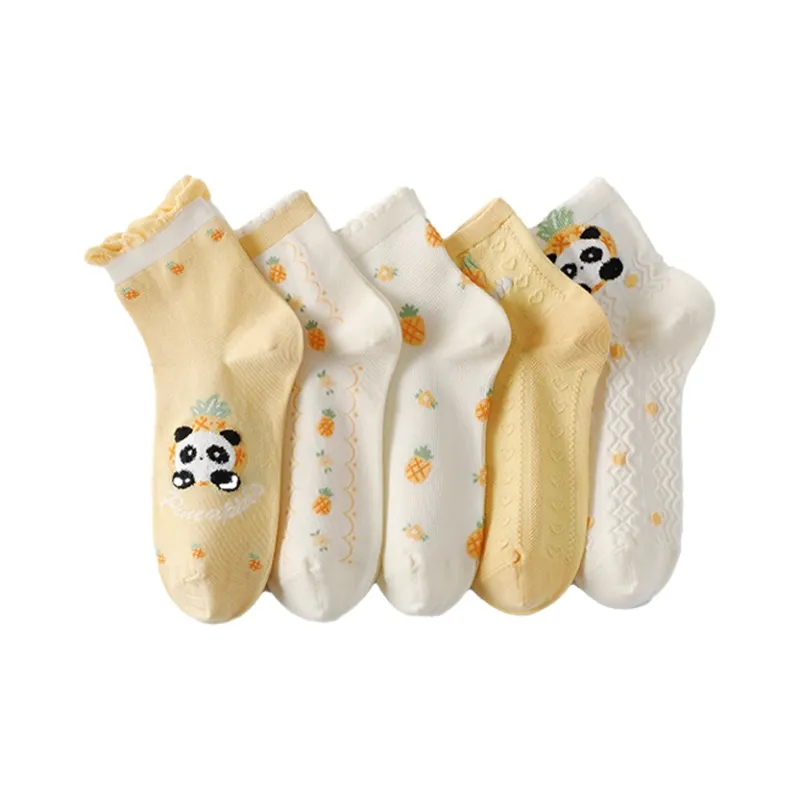 H YXIANG Mid Calf Socks Women's 5 Pack Mixed Color-0